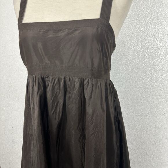 J Crew Silk Dress Women 6 Fit Flare Midi Brown Empire Waist Wedding Party Y2K - Picture 4 of 12